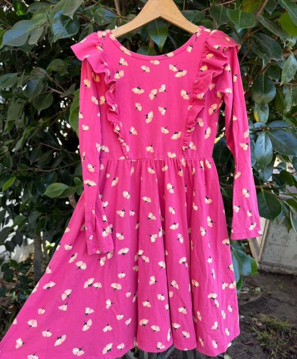 Tea Pink Floral Long Sleeve Skater Dress